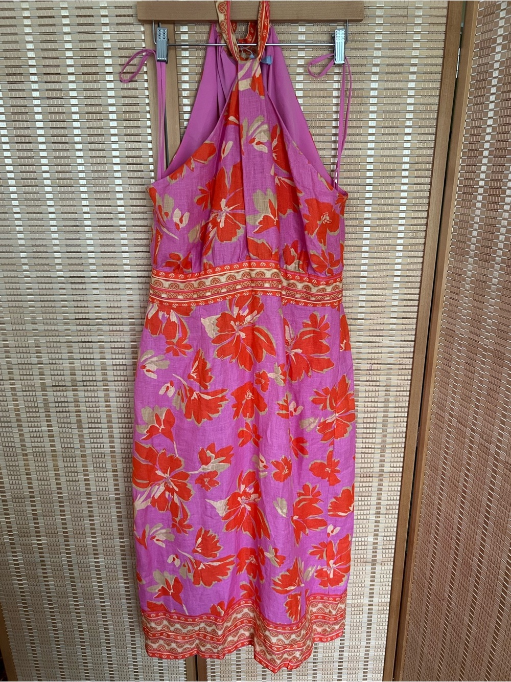 NWT Antonio Melani Pink Floral Halter Midi Dress Tropical Resort Sundress - Picture 2 of 8